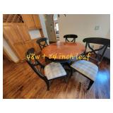Pine Black Enamel Farmhouse Dining Table and Chairs