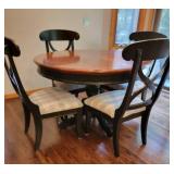 Pine Black Enamel Farmhouse Dining Table and Chairs
