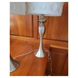 Brushed Nickel Candlestick Lamps with Pierced Dot Shades