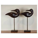 Rustic Carved Duck Decor Pair
