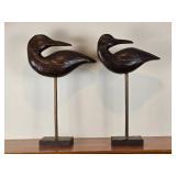 Rustic Carved Duck Decor Pair