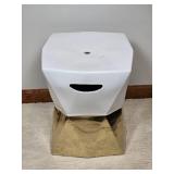 Modern Cream / Gold Ceramic Geometric Side Table