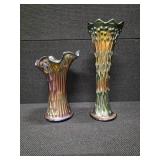 Fenton April Showers Carnival Glass Vases