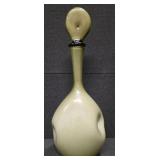 Vintage Empoli Italian Cased Glass Olive Green Decanter