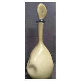 Vintage Empoli Italian Cased Glass Olive Green Decanter