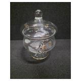 Gold and etched pedestal candy dish