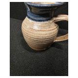 Vintage handmade glazed stoneware pitcher