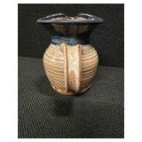 Vintage handmade glazed stoneware pitcher