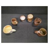 Unique hand-made signed and glazed Stoneware cups and pitchers