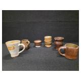 Unique hand-made signed and glazed Stoneware cups and pitchers