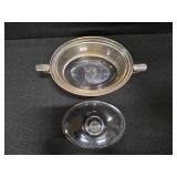 Vintage glass Pyrex dish with lid and silver carrier
