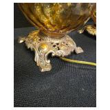 2 Vintage Amber Glass Lamps