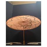 Vintage parasol and 2 fold-out fans