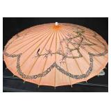 Vintage parasol and 2 fold-out fans