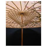 Vintage parasol and 2 fold-out fans
