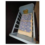 Vintage AMSCO light-blue Doll-e-Crib w/ mattress and blanket