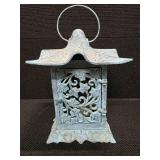 Vintage Metal Patina-Green Partylite Pagoda garden Lantern candle holder