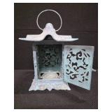 Vintage Metal Patina-Green Partylite Pagoda garden Lantern candle holder