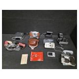 Collection of vintage cameras and accessories