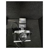 Collection of vintage cameras and accessories
