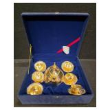 Golden Tea Set in Blue Felt Gift Box