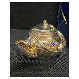 Golden Tea Set in Blue Felt Gift Box