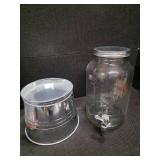 1.5 Gallon Country Drink Dispenser w/ Dual-Purpose Galvanized Bucket Base