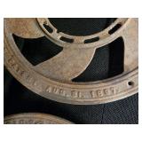 Antique, Cast Iron, round floor grates (4) and Gears (2)