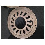 Antique, Cast Iron, round floor grates (4) and Gears (2)