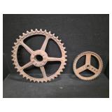Antique, Cast Iron, round floor grates (4) and Gears (2)