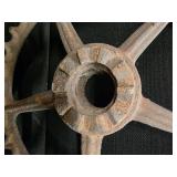 Antique, Cast Iron, round floor grates (4) and Gears (2)