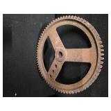 Antique, Cast Iron, round floor grates (4) and Gears (2)