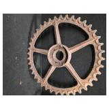 Antique, Cast Iron, round floor grates (4) and Gears (2)