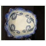 Antique Four-Piece Royal Doulton Floral Blue Pitcher, Wash Basin, Jug and Mug