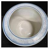 Vintage Blue and White Ceramic Fish-Bowl planter