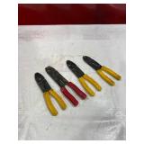 Four Wire Crimping and Stripping Pliers with Yellow and Red Handles Four Wire Crimping and Stripping Pliers with Yellow and Red Handles