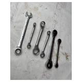 Six Combination Wrenches Including Ratcheting Mechanism Six Combination Wrenches Including Ratcheting Mechanism