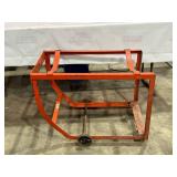 Red Metal Drum Cradle with Wheels for Industrial Use Red Metal Drum Cradle with Wheels for Industrial Use