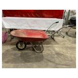 Red Metal Tub Wheelbarrow with Single Wheel Red Metal Tub Wheelbarrow with Single Wheel