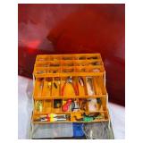 Plastic Tackle Box with Contents and Fishing Net Plastic Tackle Box with Contents and Fishing Net