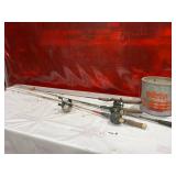 Vintage Fishing Poles and Min O Life Minnow Bucket Vintage Fishing Poles and Min O Life Minnow Bucket