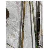 Vintage Fishing Poles and Min O Life Minnow Bucket Vintage Fishing Poles and Min O Life Minnow Bucket