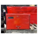 Empty Snap-on Red Metal Toolbox with Multiple Drawers and Lift-Top Lid Empty Snap-on Red Metal Toolbox with Multiple Drawers and Lift-Top Lid
