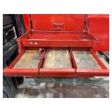 Empty Snap-on Red Metal Toolbox with Multiple Drawers and Lift-Top Lid Empty Snap-on Red Metal Toolbox with Multiple Drawers and Lift-Top Lid