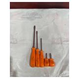 5 Snap-On Screwdrivers With Orange Handles 5 Snap-On Screwdrivers With Orange Handles