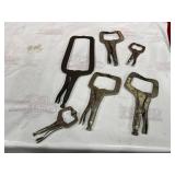 Six Assorted Metal Locking C-Clamps Six Assorted Metal Locking C-Clamps