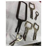 Six Assorted Metal Locking C-Clamps Six Assorted Metal Locking C-Clamps