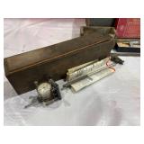 Metal Toolbox with Starrett Micrometer, Craftsman Torque Wrench, and More.  Metal Toolbox with Starrett Micrometer, Craftsman Torque Wrench, and More.Â