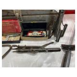 Metal Toolbox with Starrett Micrometer, Craftsman Torque Wrench, and More.  Metal Toolbox with Starrett Micrometer, Craftsman Torque Wrench, and More.Â