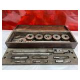Steel Threading Dies and Taps in Wooden Case Steel Threading Dies and Taps in Wooden Case
